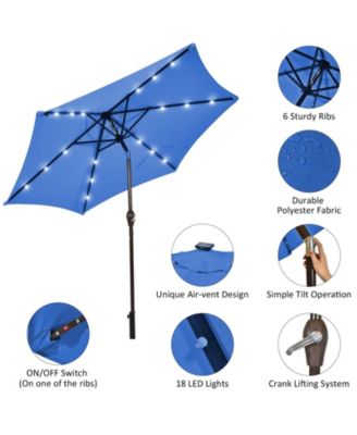9 Feet Solar LED Lighted Patio Market Umbrella with Tilt Adjustment without Base