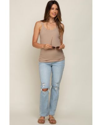 Maternity Light Blue Distressed Knee Jeans