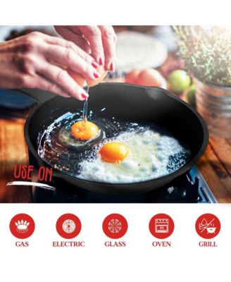 Cast Iron Skillet 3 Pieces Set - 6'' 8'' 10'' - Pre-Seasoned Cooking Pans