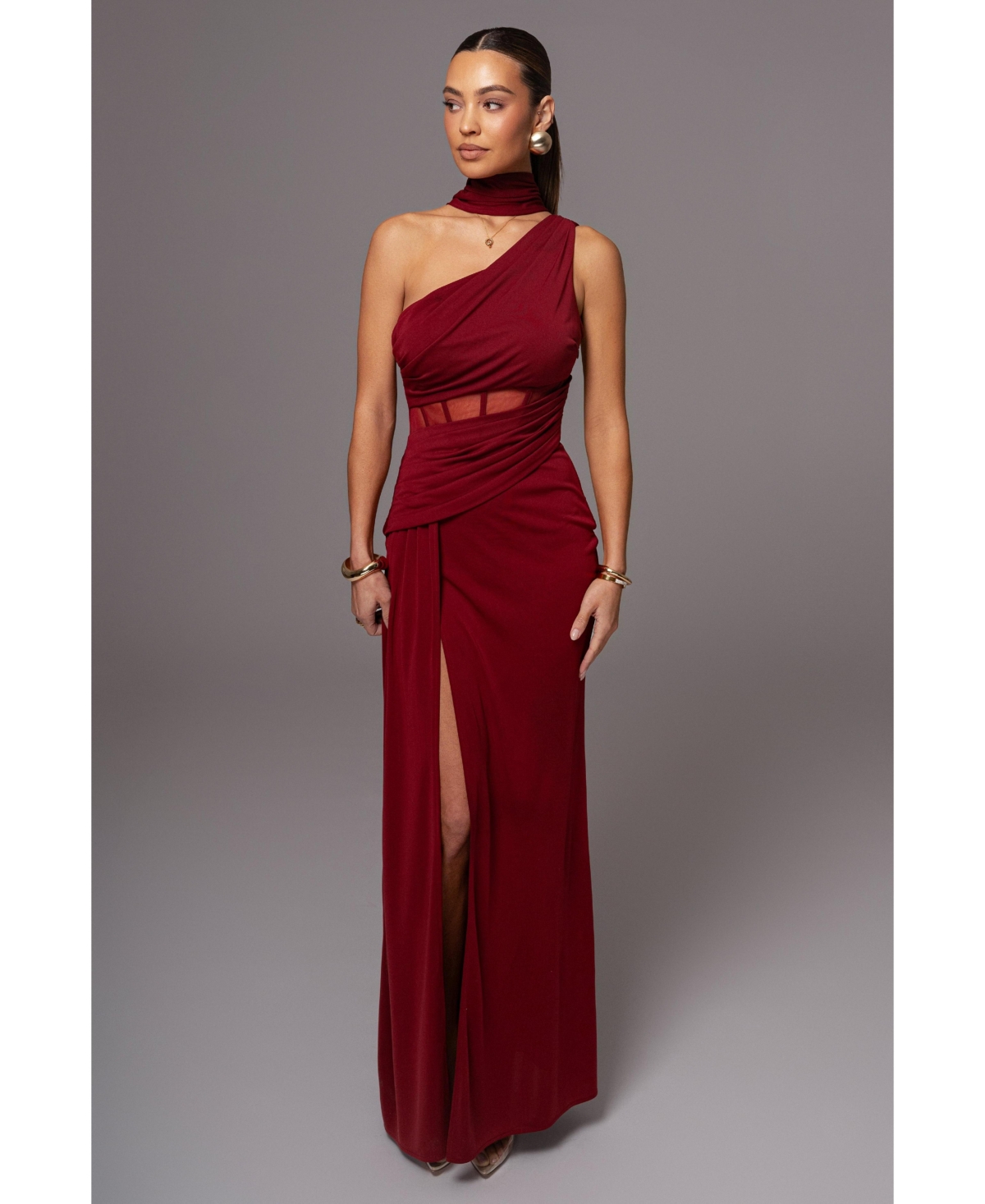 Women's Naida Drape Maxi Dress - Burgundy