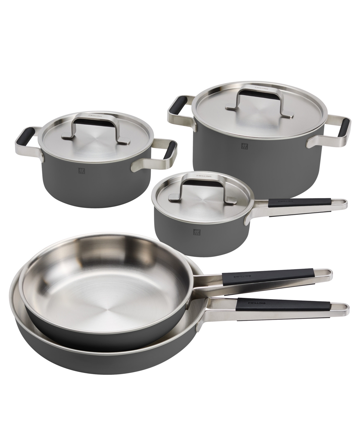 Zwilling Pure Stainless Steel 8 Piece Cookware Set In Silver