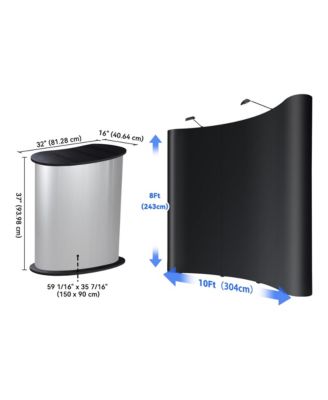 InstaHibit 10x8 Ft Pop Up Backdrop Booth Stand w/ Podium Table Counter Black