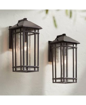 Sierra Craftsman 16 1/2" High Farmhouse Rustic Outdoor Wall Light Fixture Mount Set of 2 Oil Rubbed Bronze Finish