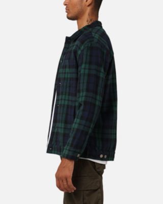 Men's Darby Plaid Shacket- Dark Green, S