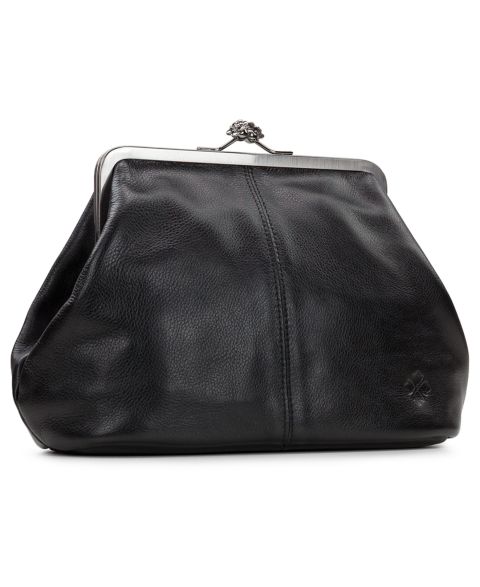 Женский клатч Patricia Nash Sofia Small Leather Kisslock Frame Clutch, цвет: Чёрный