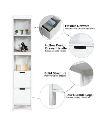 5-Tier Multifunctional Bathroom Floor Cabine Storage with 2 Drawers