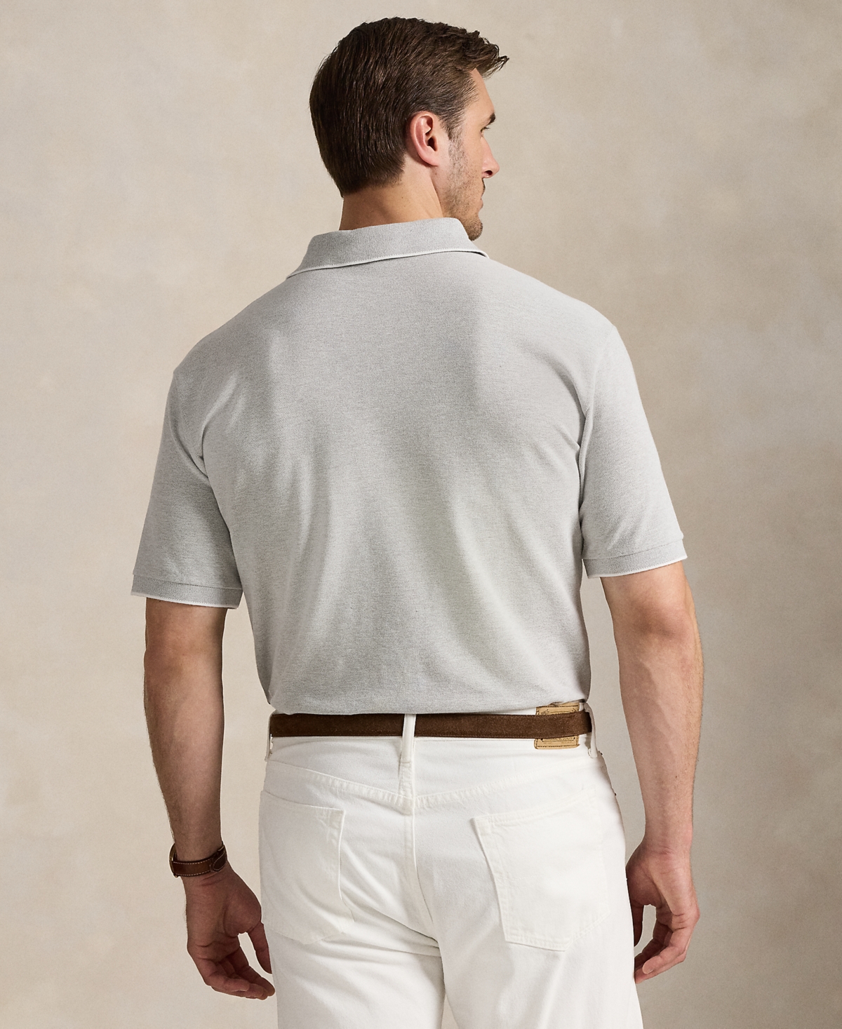 Polo Ralph Lauren Men's Big & Tall Stretch Oxford Mesh Polo Shirt In Gray