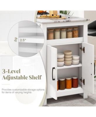 Bar Table Faux Marble Pub Table with 7 Hanging Hooks Compartment