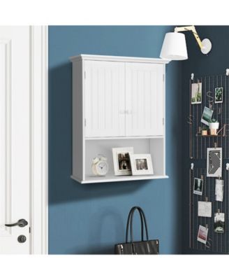 2-Door Wall Mount Bathroom Storage Cabinet with Open Shelf