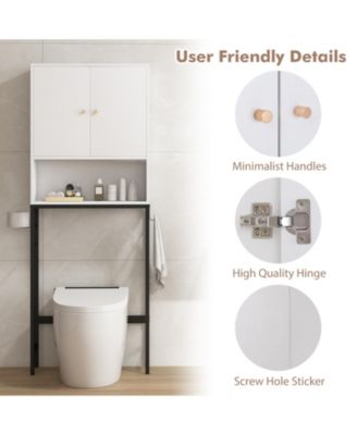 Over The Toilet Storage Cabinet with 2 Doors and Adjustable Shelf