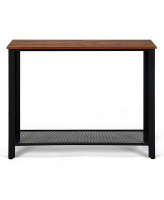 Metal Frame Wood Console Sofa Table with Storage Shelf