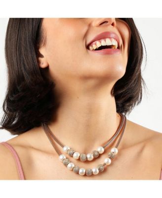 -Plated Pearl Necklace