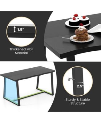 63" Large Dining Table with Wavy Edge and Heavy-duty Metal Frame