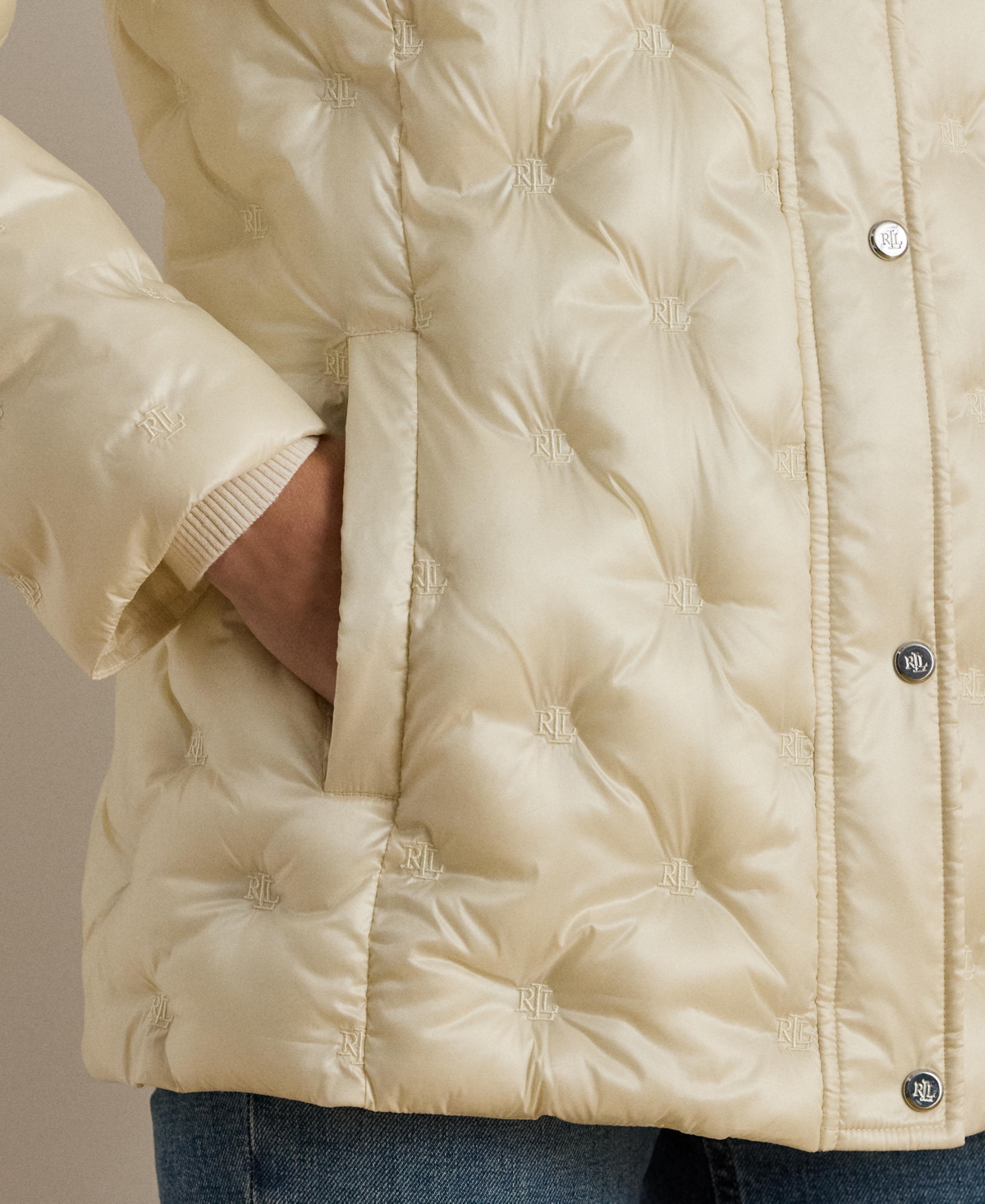 Ralph Lauren Women's Embroidered Puffer Coat In Neutral