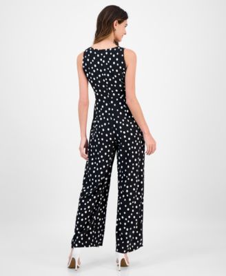 Women's Printed Tie-Waist Sleeveless Jumpsuit