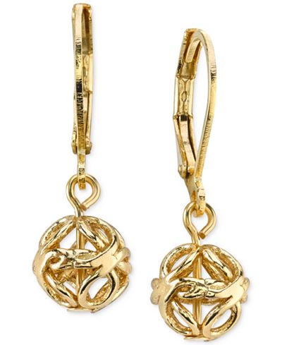 2028 Gold-Tone Eurowire Drop Earrings