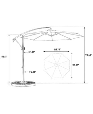 10ft Solar LED Offset Hanging Market Patio Umbrella ( Dark green )