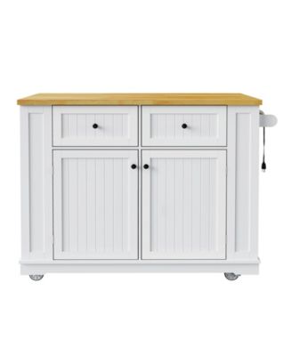 Rolling Kitchen Island Cart with Drop Leaf & Storage