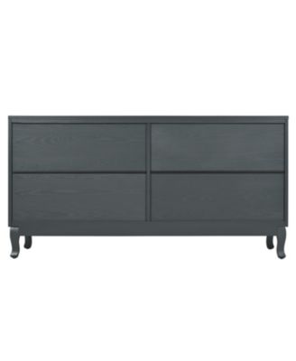 Industrial Grey Retro Sideboard with Rattan Doors