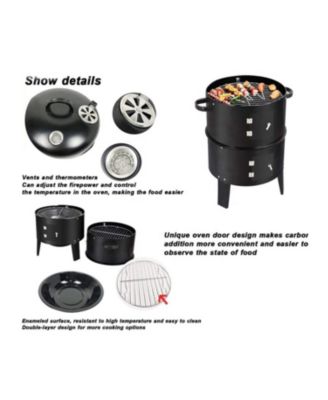 Outdoor double-layer grill, charcoal wood fired braising and smoking stove