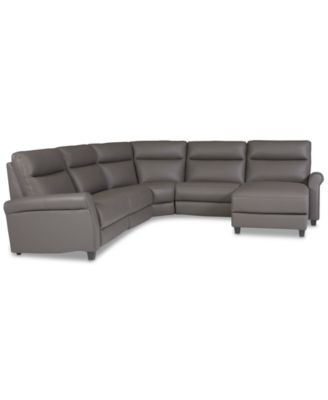 Thandler 5-Pc. Leather Chaise Sectional with 2 Power Recliners, Exclusively at Macy's