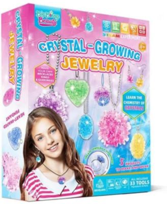 LIVEVIE Crystal Growing Jewelry Kit, Create 6 Jewelry Pieces for Kids - DIY Sparkling Pendants, Necklaces & Earrings Educational Science Kit for Hands-On Learning & Creativity