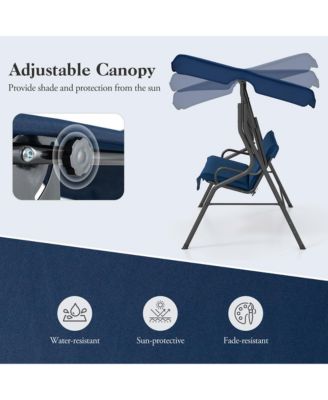 3-Person Swing Chair Porch Swing Seat w/ Adjustable Canopy Removable Cushion