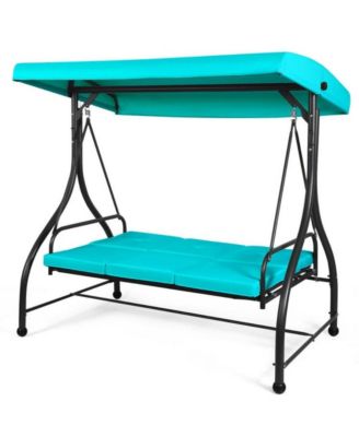 3 Seats Outdoor Porch Swing Hammock with Adjustable Tilt Canopy
