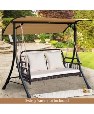 880LBS Wicker Hanging Porch Swing with Cushions