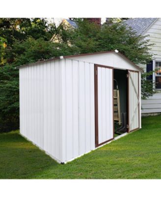 Metal garden sheds 6ftx8ft outdoor storage sheds white+offee