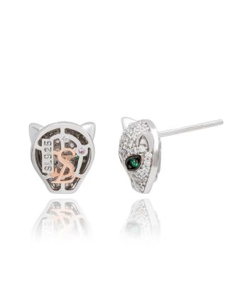 Suzy Levian Sterling Silver Cubic Zirconia Panther Stud Earrings