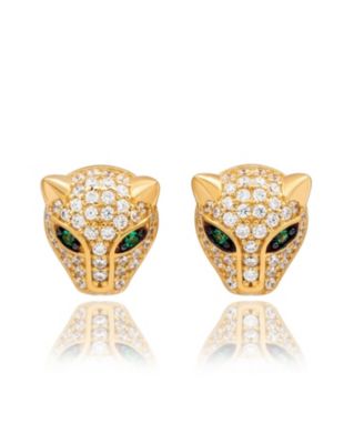 Suzy Levian Sterling Cubic Zirconia Panther Stud Earrings