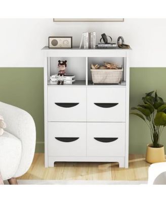 24 Inch Floor Cabinet with 2 Open Compartments and 2 Drawers