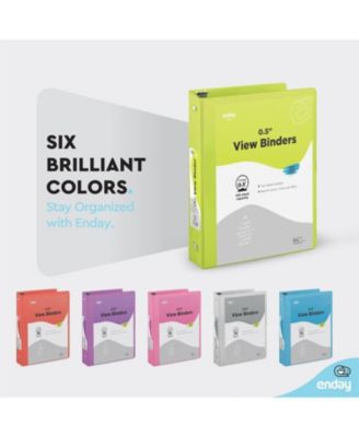 1Inch 3 Ring Binder, 1 Inch Round Ring Clear View Cover with 2 Inside Pockets Binders, Colored School Supplies Binders in Grey, Pink, Blue, Purple, Green and Red, Multicolor (6 PC) – by Enday