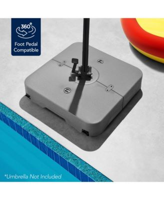 Heavy-Duty Outdoor Cantilever Base Stand w/ Wheels, Locks, Fillable 330lb Capacity