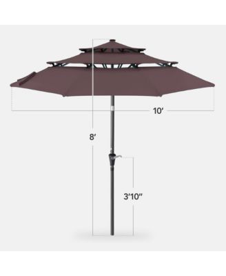 10ft 3-Tier Patio Umbrella, Market Sun Shade w/ Tilt Adjustment, Easy Crank