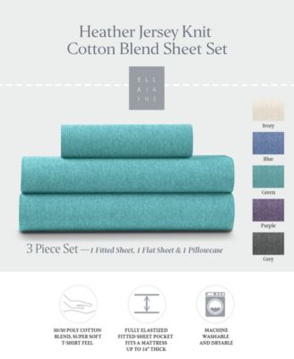 Soft Heather Jersey Knit 3-Pc. Sheet Set, Twin XL