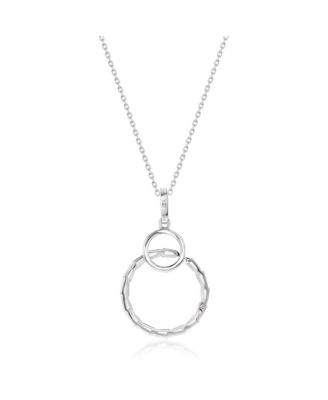 Suzy Levian Sterling Silver Cubic Zirconia Circle Pendant Necklace
