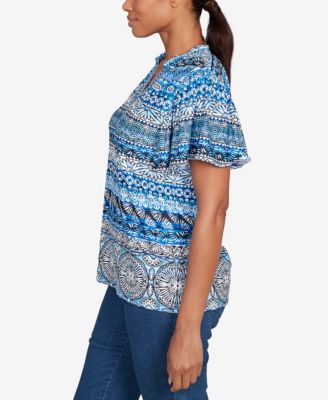 Petite Motif Stripe Embroidered Puff Print T-Shirt