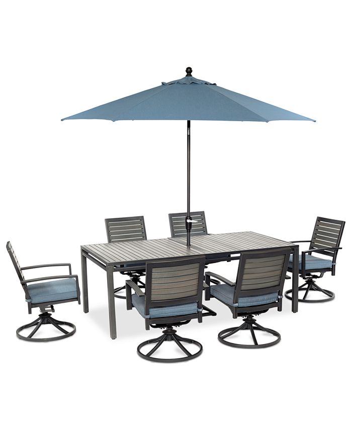 Furniture CLOSEOUT! Harlough Outdoor Aluminum 7Pc. Dining Set (84" x