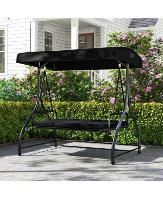 Converting Patio Swing Chair Porch Swing Bed w/Adjustable Canopy & Thickened Cushion