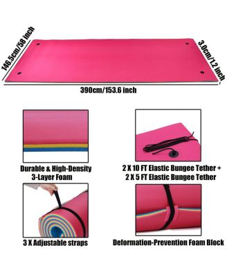 Rose Pink Water Floating Mat Foam Pad, 13x5FT Bouncy Tear-Resistant XPE Foam
