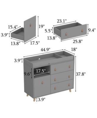 Diaper table with three drawers, baby changing station with multiple storage compartments