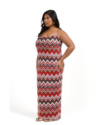 Women's Strapy Retro Print Mesh Maxi Dress