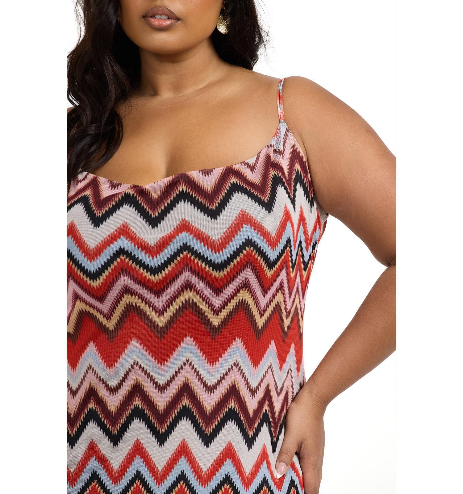 Women's Strapy Retro Print Mesh Maxi Dress