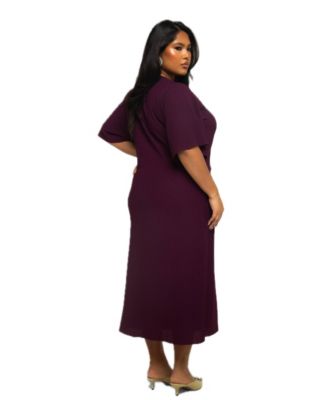Women's Ruched Flutter Sleeve Midi Dress