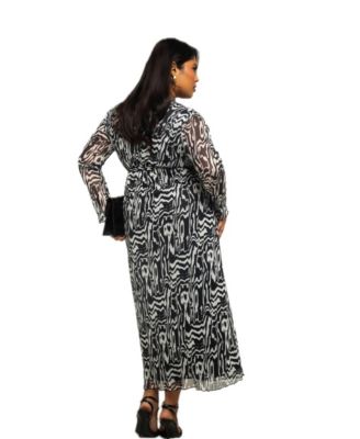 Women's Monochrome Print Midaxi Dress With Slit