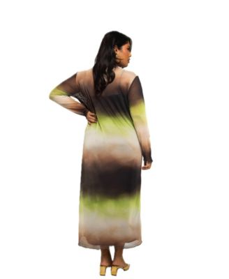 Women's Flowy Ombre Print Midi Dress