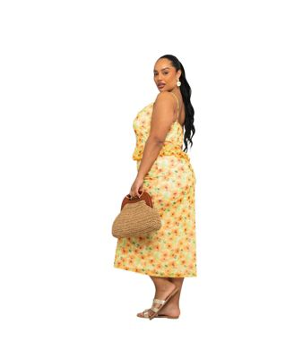 Women's Floral Print Peplum Midi Dress