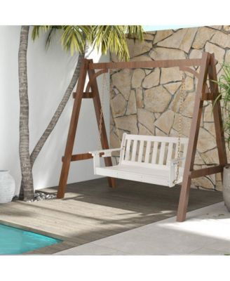 54 Inch HDPE Patio Porch Swing with Cup Holder